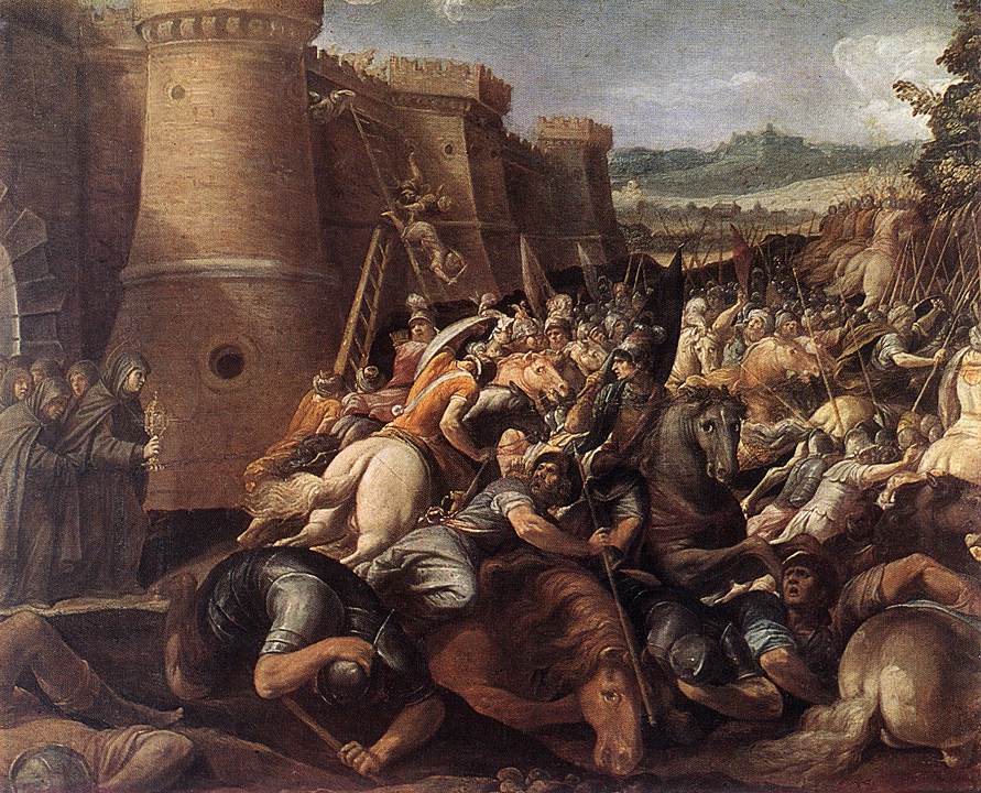 Cavalier_d'Arpino_-_St_Clare_with_the_Scene_of_the_Siege_of_Assisi_-_WGA04703